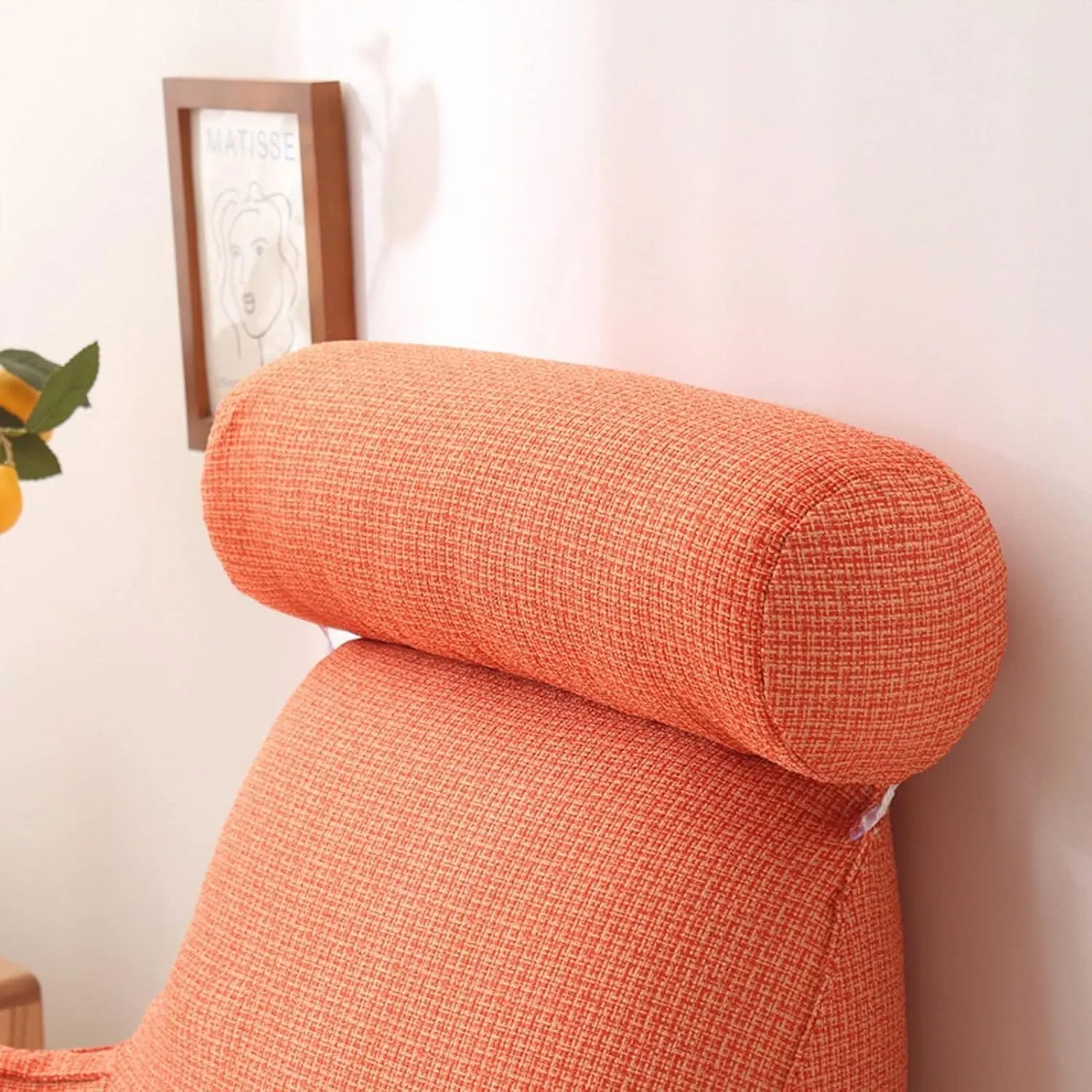 AMZWDMZ Large Backrest Reading Pillow,Cosy ?Back Rest Reading Pillow Cushion,Lumbar Pillows Back Support with Arm Rests,Great As Backrest for Books Or Gaming(Tangerine)