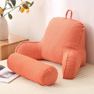 AMZWDMZ Large Backrest Reading Pillow,Cosy ?Back Rest Reading Pillow Cushion,Lumbar Pillows Back Support with Arm Rests,Great As Backrest for Books Or Gaming(Tangerine)
