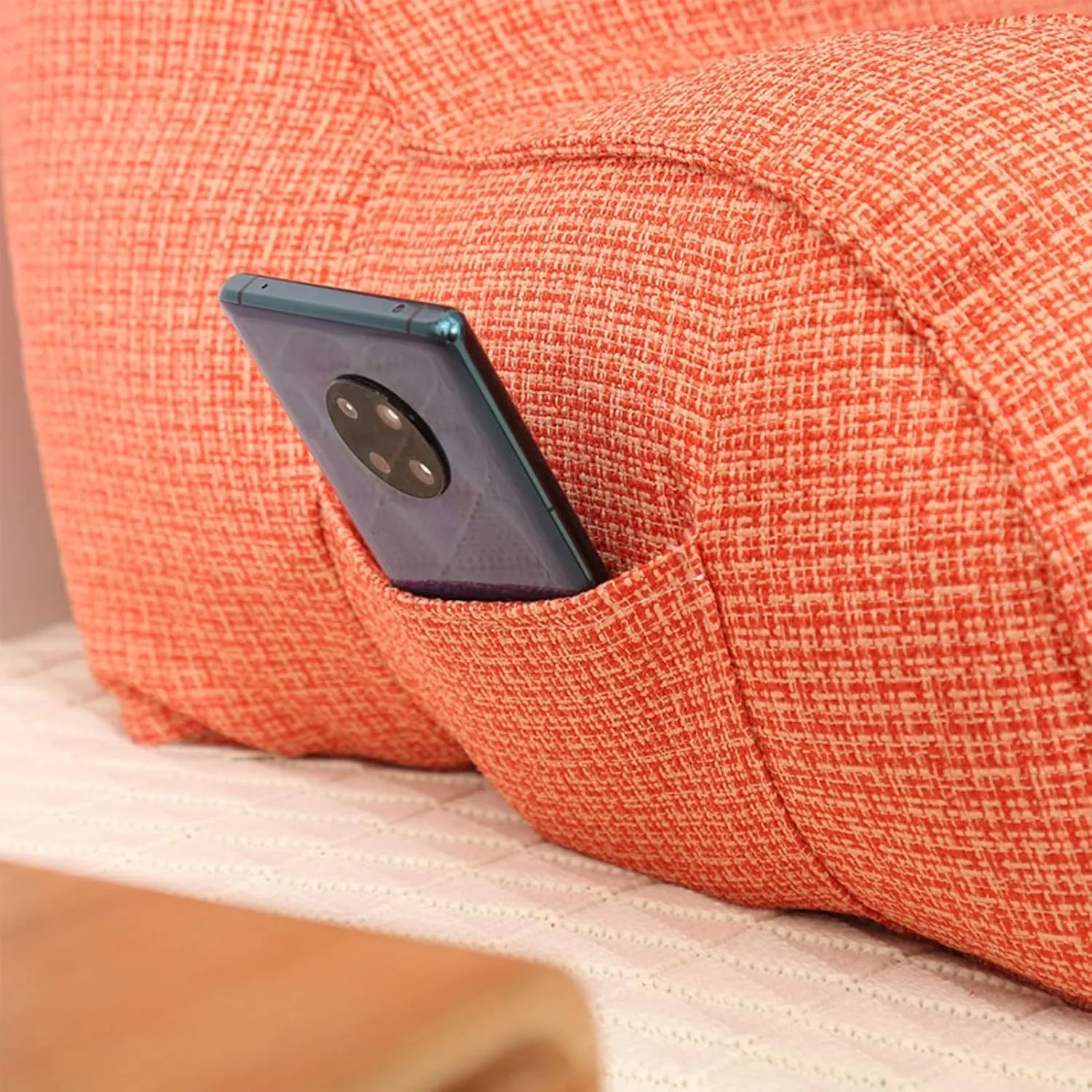 AMZWDMZ Large Backrest Reading Pillow,Cosy ?Back Rest Reading Pillow Cushion,Lumbar Pillows Back Support with Arm Rests,Great As Backrest for Books Or Gaming(Tangerine)