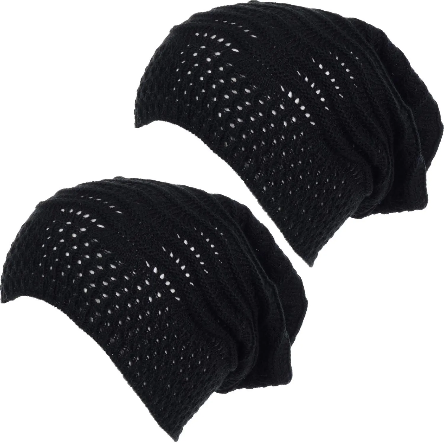 an Adult Slouchy Beanie Hat Open Weave Crochet Mesh Light Fashion Baggy Cap