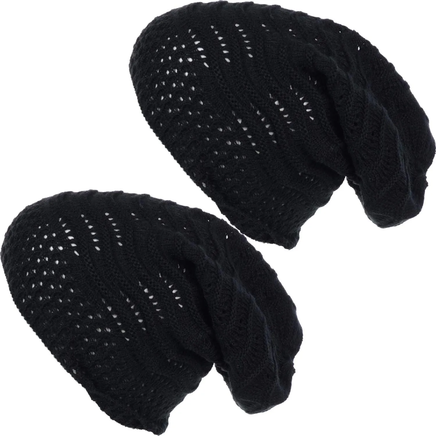 an Adult Slouchy Beanie Hat Open Weave Crochet Mesh Light Fashion Baggy Cap
