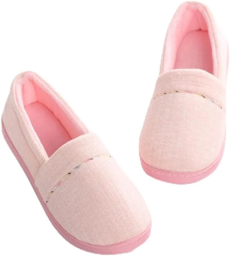 Anti-Skid Rubber Sole,Slippers Wool-Like,Postpartum Home Cotton Slippers, Bag-Heel Maternity Shoes-Pink_35-36
