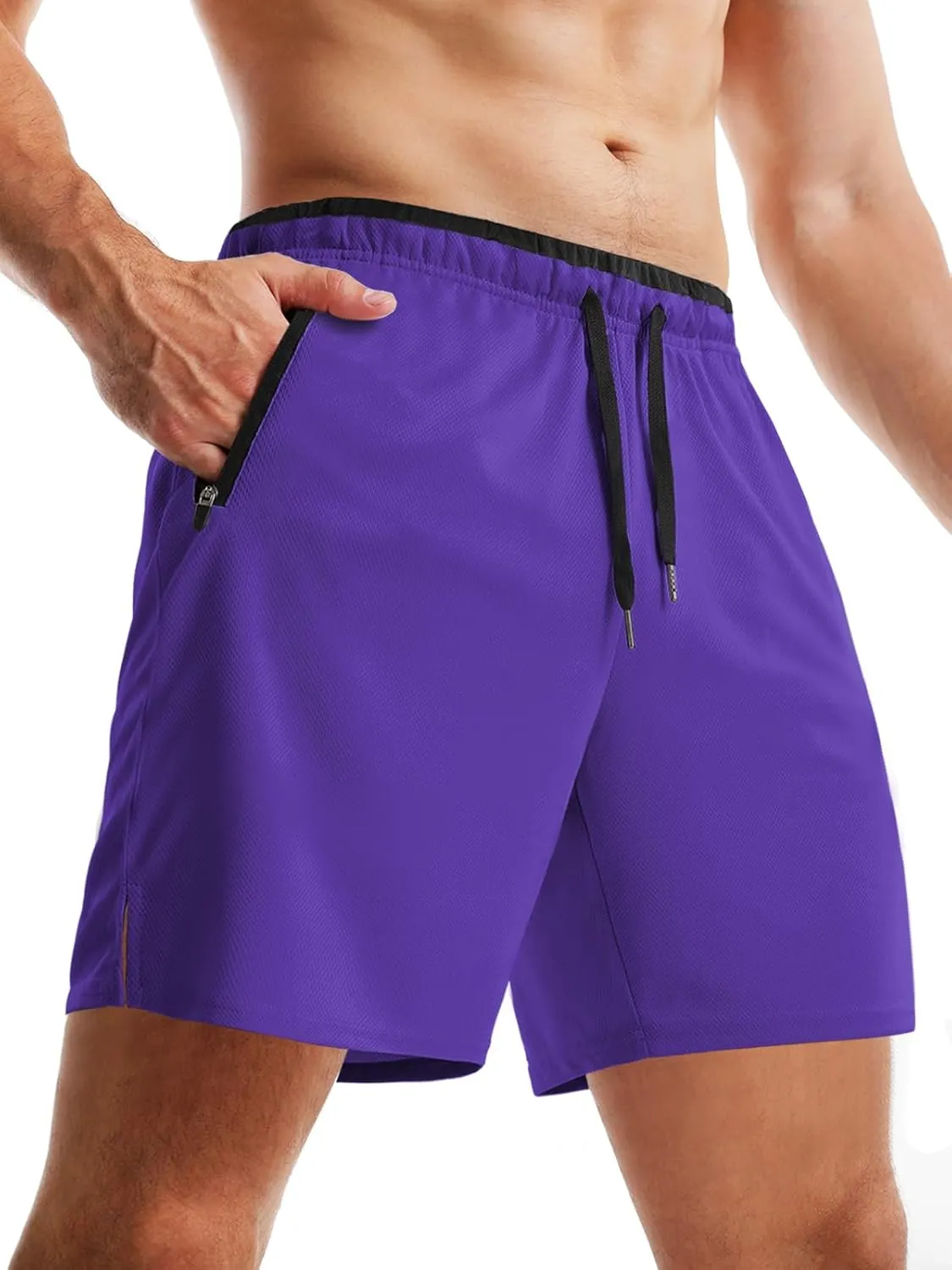 Aolesy Mens Workout Shorts 5"/7"/9" with Zip Pockets Quick Dry Lightweight Gym Athletic Shorts Linerless Running Shorts