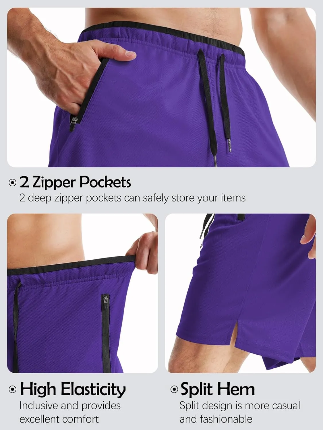 Aolesy Mens Workout Shorts 5"/7"/9" with Zip Pockets Quick Dry Lightweight Gym Athletic Shorts Linerless Running Shorts