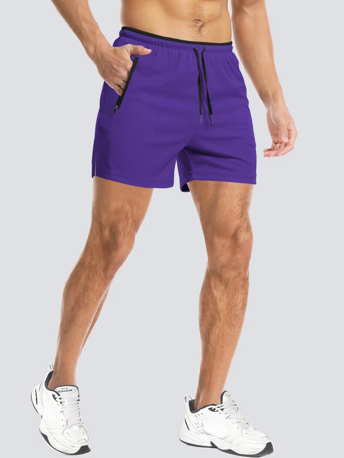 Aolesy Mens Workout Shorts 5"/7"/9" with Zip Pockets Quick Dry Lightweight Gym Athletic Shorts Linerless Running Shorts