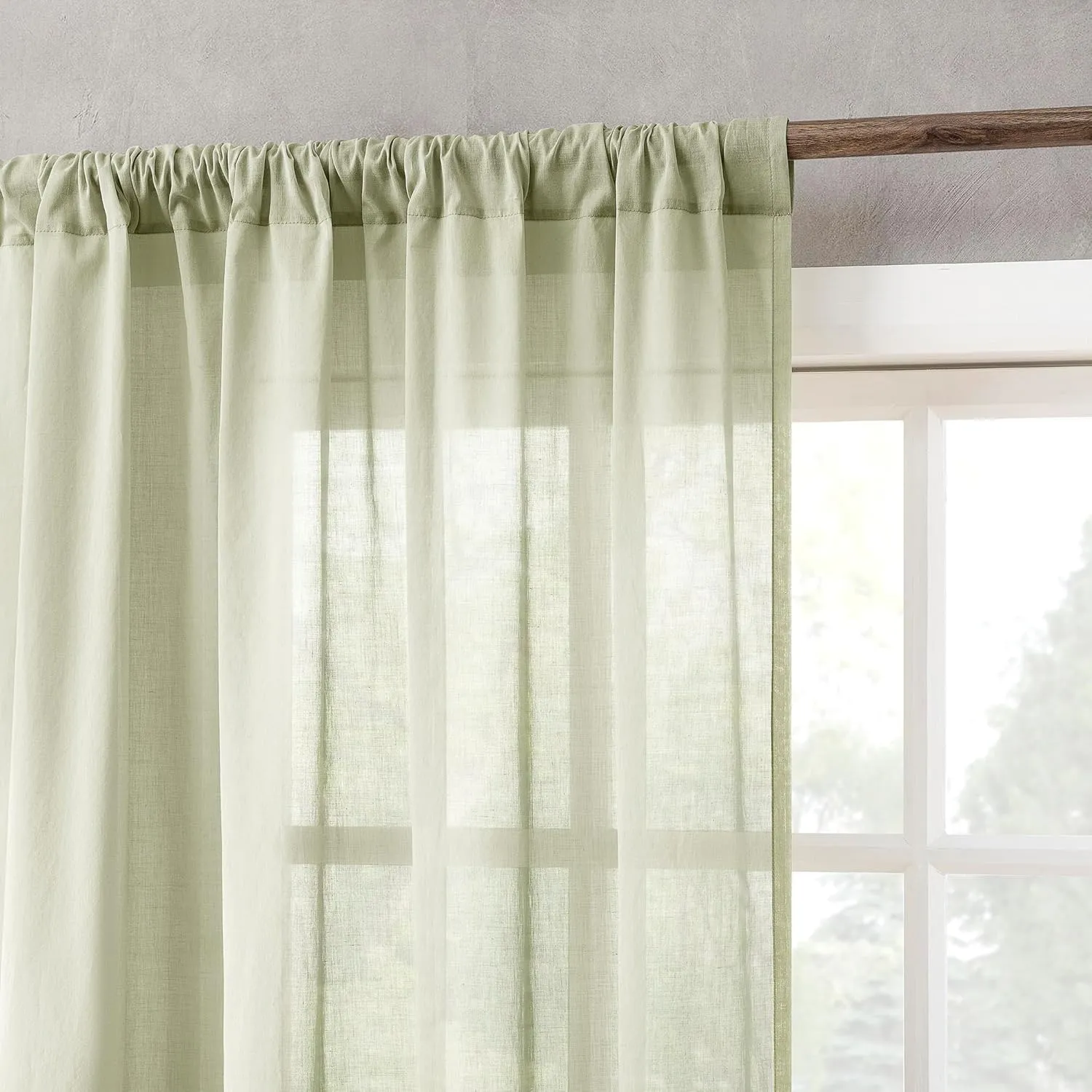 Archaeo 100% Cotton Sheer Curtain, 50" x 84, Moss Green