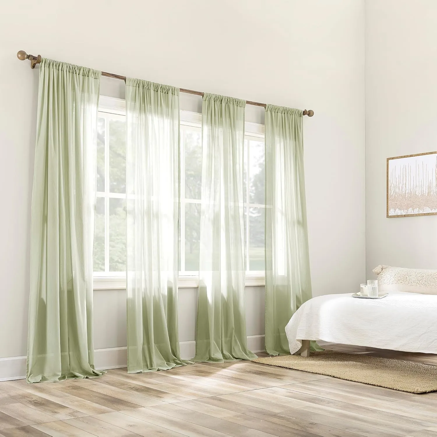 Archaeo 100% Cotton Sheer Curtain, 50" x 84, Moss Green