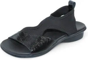 Arche Satira Women's Sandals Black Leather Textile Mix