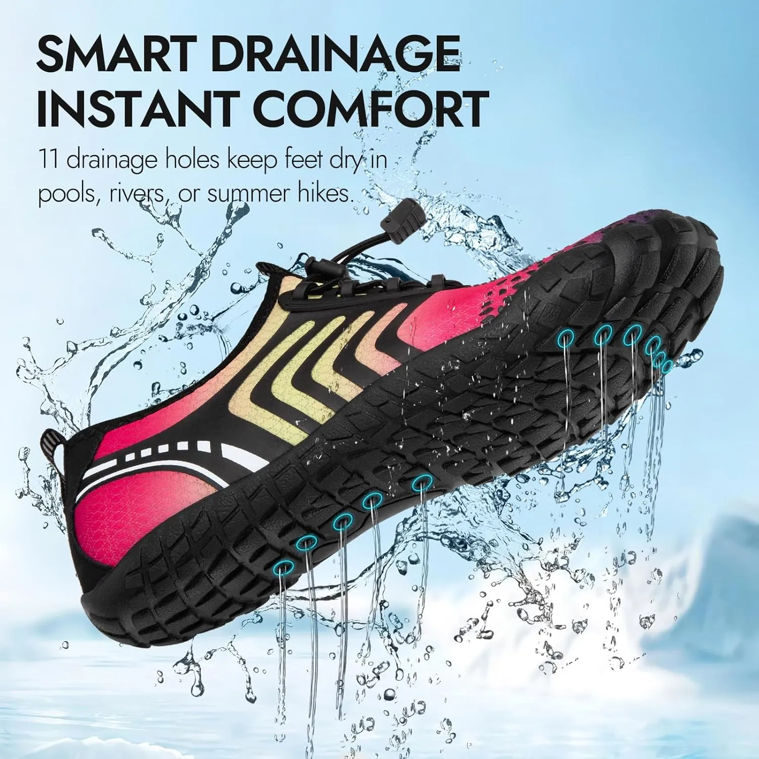 ATHMILE Barefoot Shoes Women Water Shoes Wide Toe Non-Slip Aqua Beach Quick-Dry for Swim Kayak Lake Pool River Hiking Surfing Boating Fishing Diving Cruise Ship Essentials