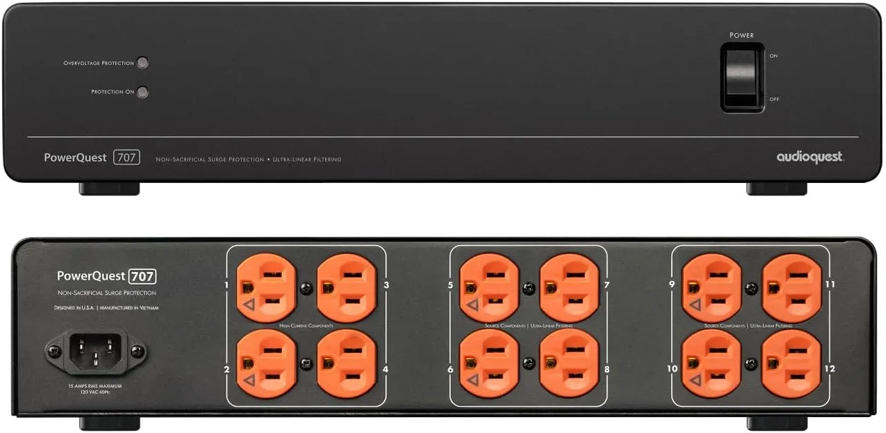 AudioQuest PowerQuest 707 12-Outlet Power Conditioner & Non-Sacrificial Surge Protector - North America
