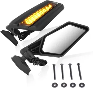 Auto Dynasty UTV Side Mirrors Convex Rear View Anti-Glare 360 Degrees Rotated Roll Cage Bar Mount Adjustment Handlebar Mount Universal for UTVs (Maverick X3 With LED Signal)