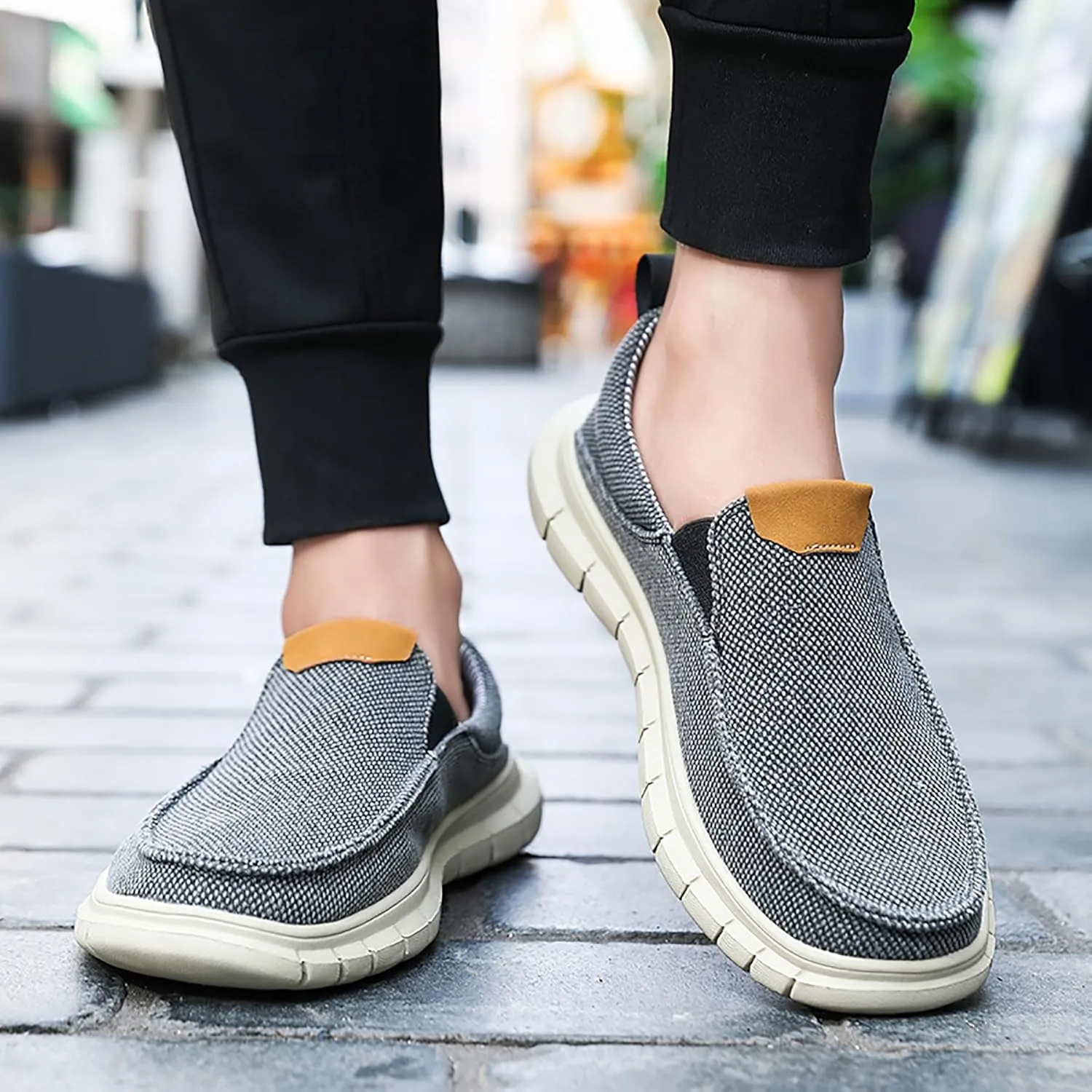 Azooken Men's Loafers Walking Canvas Lightweight Csual Slip-On Shoes