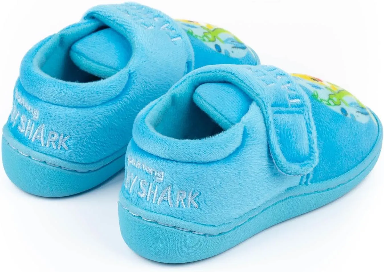 Baby Shark Boys Slippers | Kids Blue Fin-tastic Footwear with Adjustable Strap | Singing Family Loungewear | Slip On Shoes