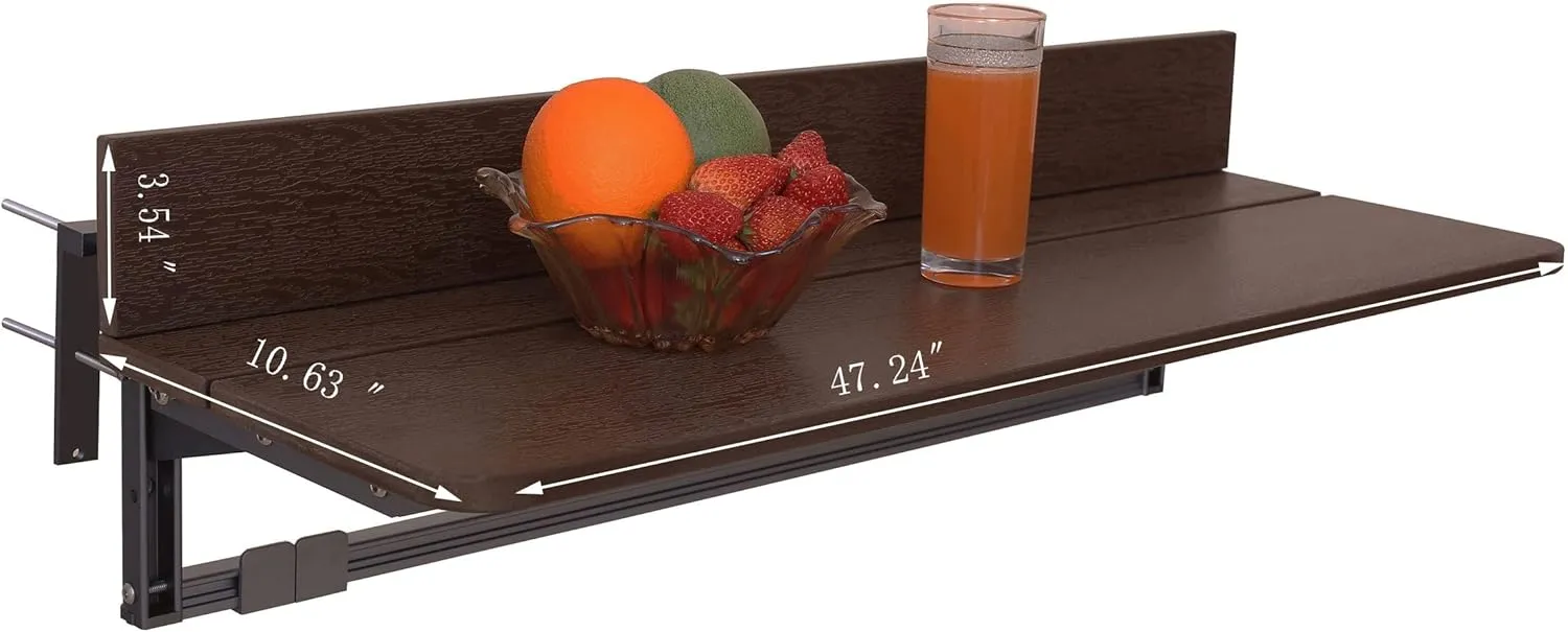 Balcony Table Bar for Railing, Outdoor Deck Rail Hanging Table, Adjustable Height Small Folding Desk for Patio, Saving Space Foldable Balcony Bar for Garden