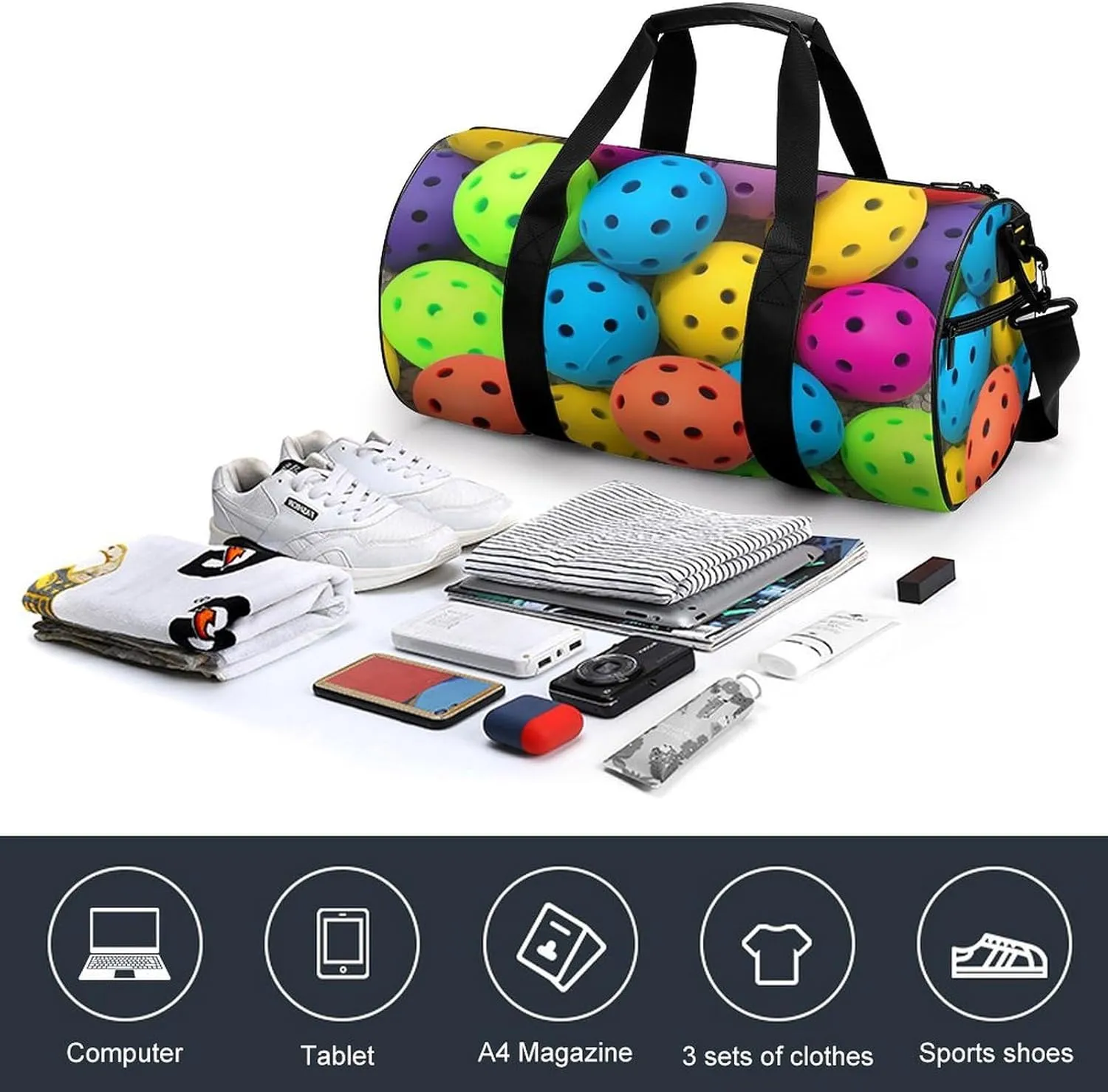 Ball Duffel Bag for Men Women Gym Bag Sports Small Overnight Bag for Travel Weekender, 17.7in/9in/9in, XB0606009