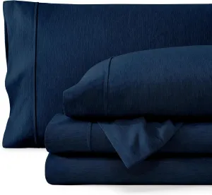 Bare Home SHFK Sheet Set - 1800 Ultra-Soft Microfiber Sheets - Double Brushed - Deep Pockets - Easy Fit - 4 Piece Set - FlexTop King Bed Sheets (Split Head Flex King, Heathered Dark Blue)