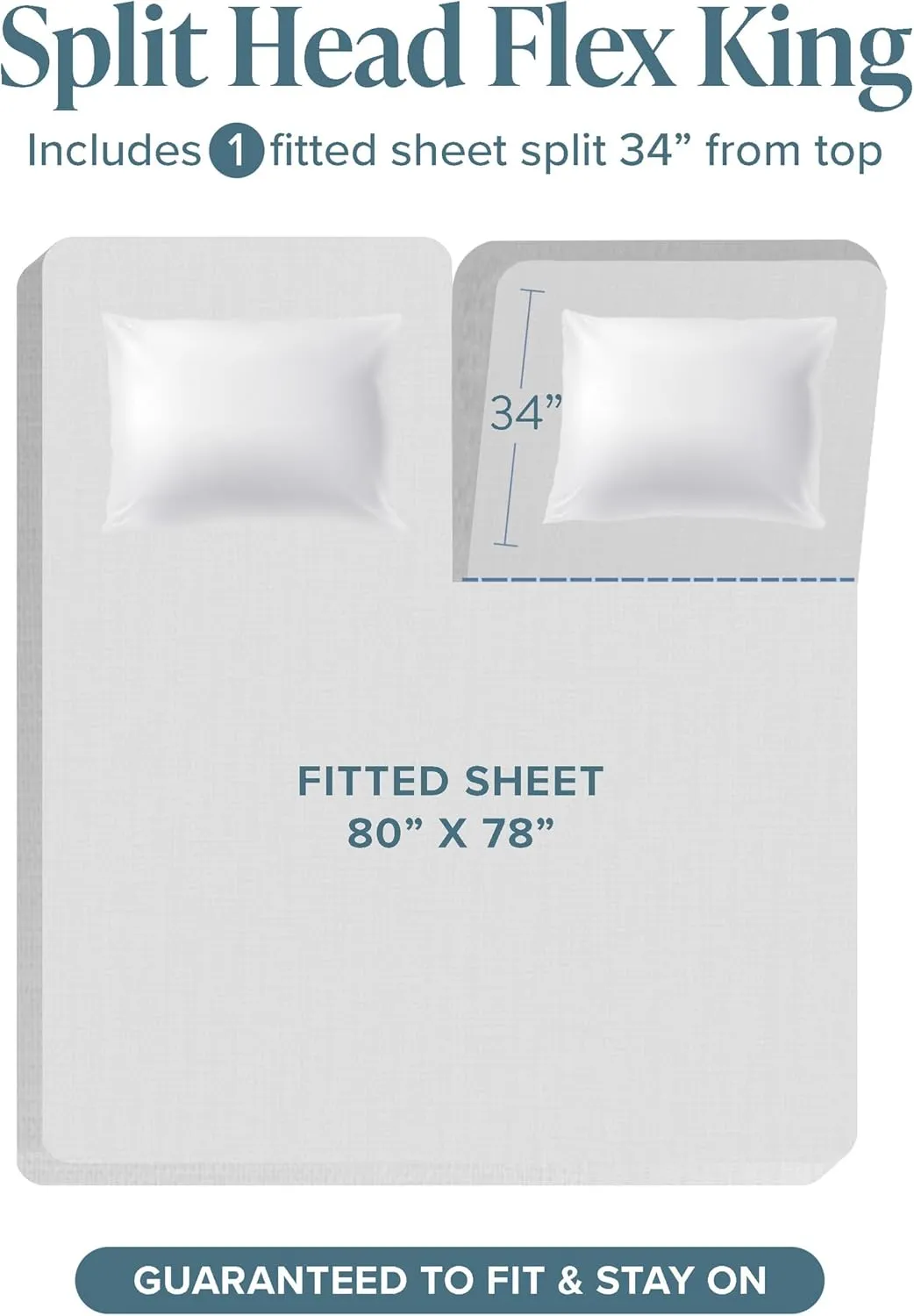 Bare Home SHFK Sheet Set - 1800 Ultra-Soft Microfiber Sheets - Double Brushed - Deep Pockets - Easy Fit - 4 Piece Set - FlexTop King Bed Sheets (Split Head Flex King, Heathered Dark Blue)