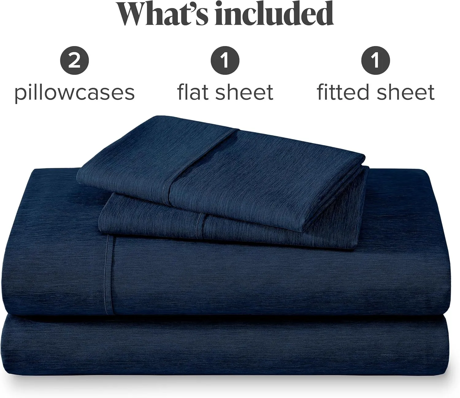 Bare Home SHFK Sheet Set - 1800 Ultra-Soft Microfiber Sheets - Double Brushed - Deep Pockets - Easy Fit - 4 Piece Set - FlexTop King Bed Sheets (Split Head Flex King, Heathered Dark Blue)
