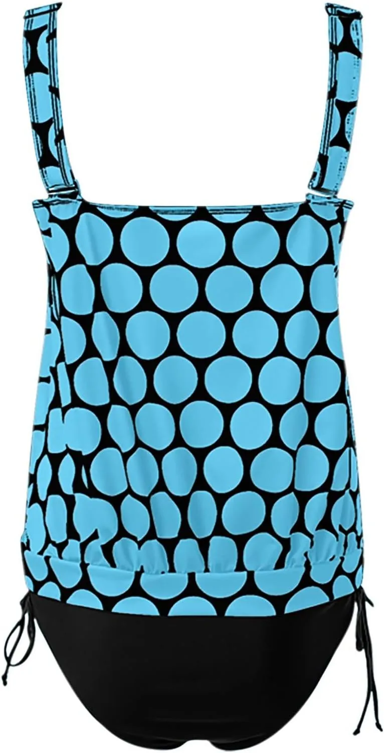 Bathing Suit for Women Tummy Control Blouson Vacation Tankini Swimsuits Swimming Tank Tops Suits with Shorts Swimwear