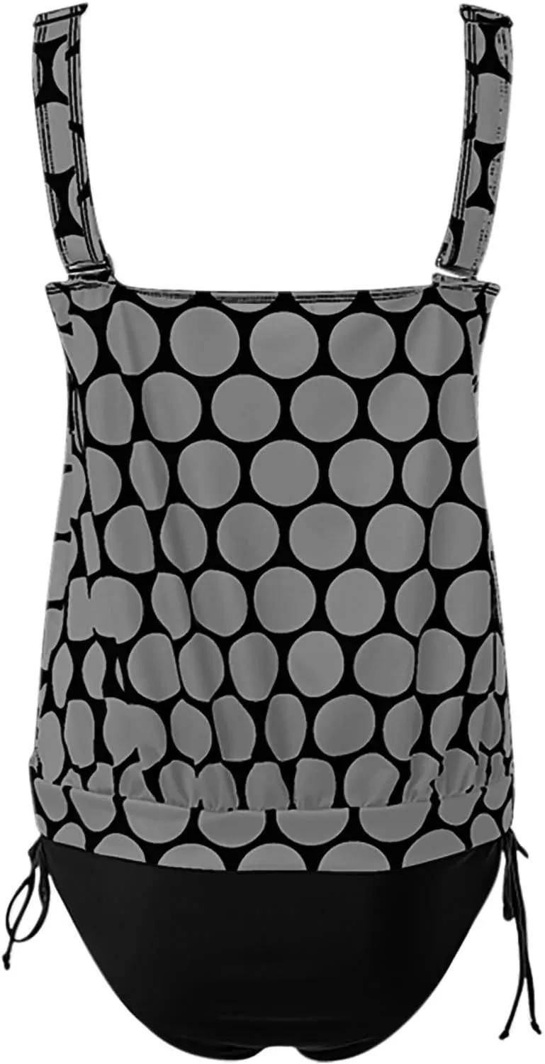 Bathing Suit for Women Tummy Control Blouson Vacation Tankini Swimsuits Swimming Tank Tops Suits with Shorts Swimwear