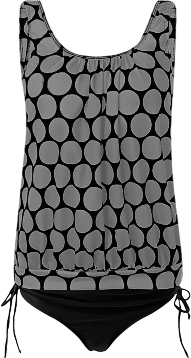 Bathing Suit for Women Tummy Control Blouson Vacation Tankini Swimsuits Swimming Tank Tops Suits with Shorts Swimwear
