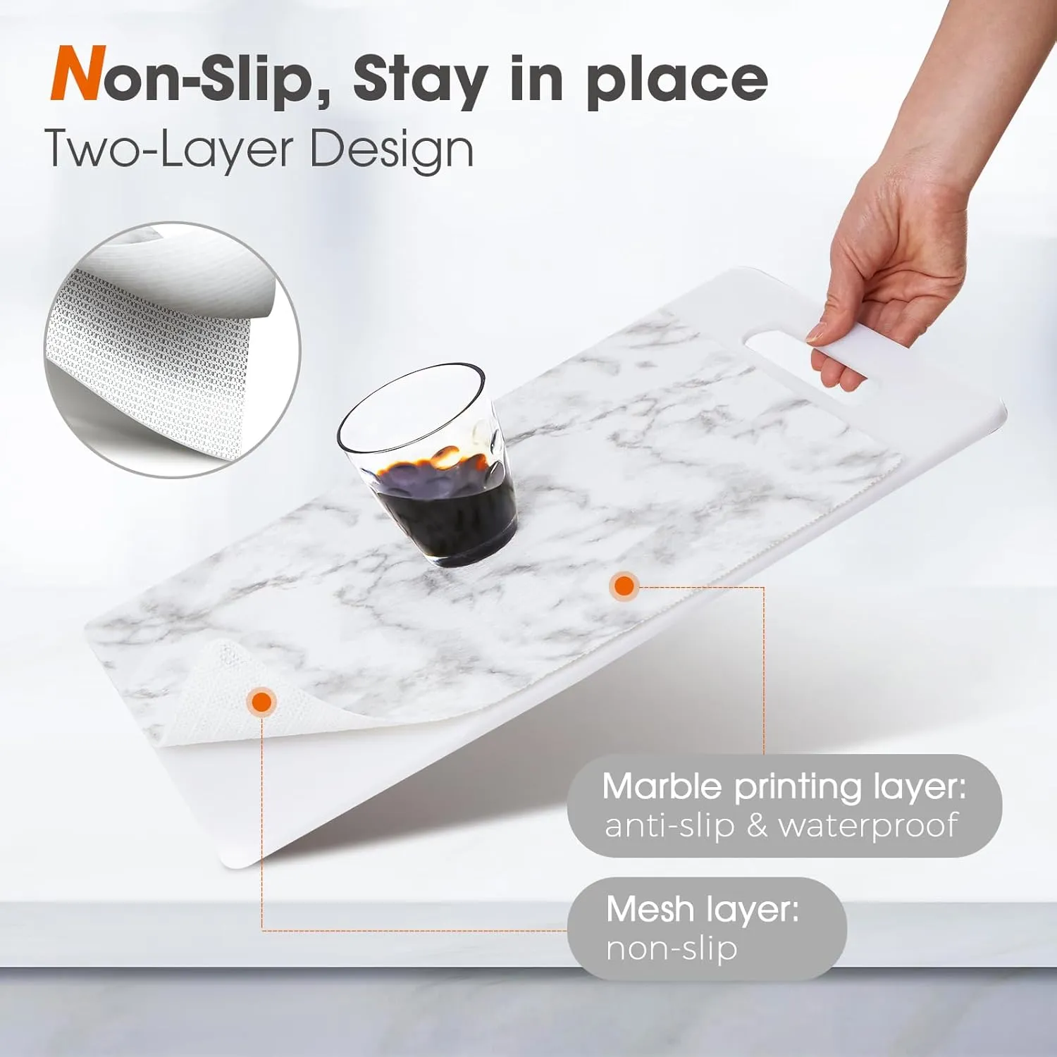Beautysaid Shelf and Drawer Liner for Ktichen Cabinet, Non Adhesive Non Slip Shelf Paper Waterproof Washable Thickened for Dresser Pantry Shelve Bathroom Protector Liner(Marble,12 in x 20 FT)