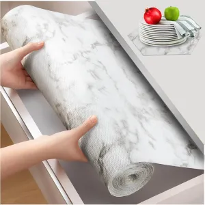 Beautysaid Shelf and Drawer Liner for Ktichen Cabinet, Non Adhesive Non Slip Shelf Paper Waterproof Washable Thickened for Dresser Pantry Shelve Bathroom Protector Liner(Marble,12 in x 20 FT)