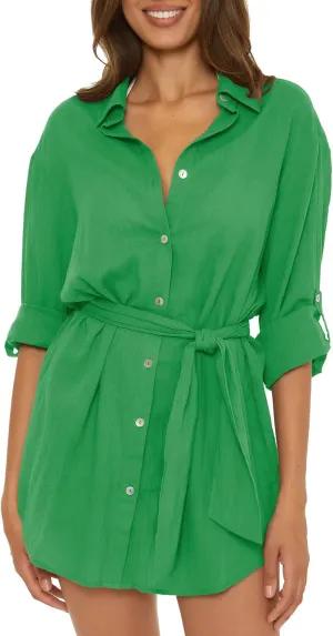 BECCA Gauzy Shirt Dress, Collared Button-up, Beach Cover Ups for Women
