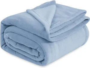 Bedsure Fleece Bed Blankets Queen Size Light Blue - Soft Lightweight Plush Fuzzy Cozy Luxury Blanket Microfiber, 90x90 inches