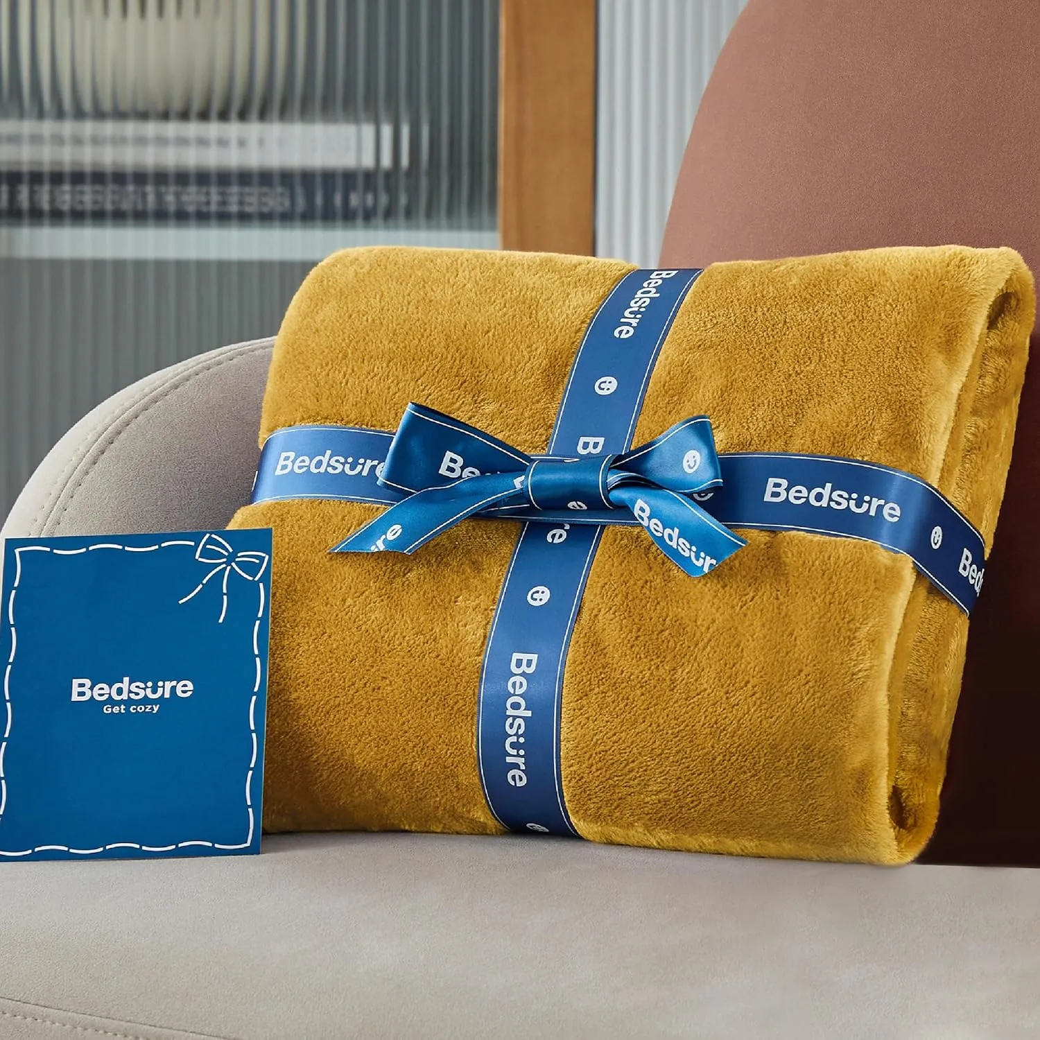 Bedsure Mustard Yellow Fleece Throw Blanket - 300GSM Blankets for Couch, Sofa, Bed, Soft Lightweight Plush Cozy Throws for Toddlers, 50x60 inches