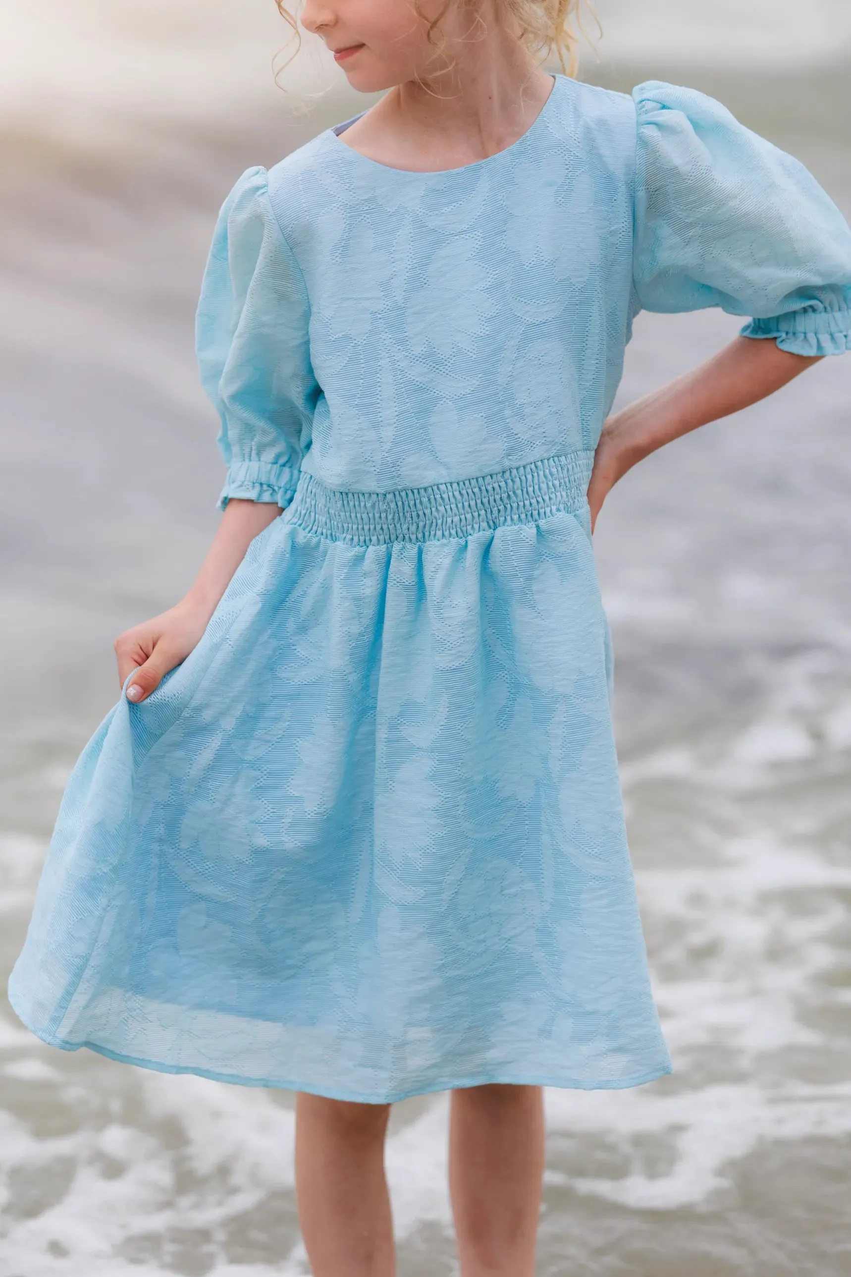 Belle Flower Barnekjole - Airy Blue