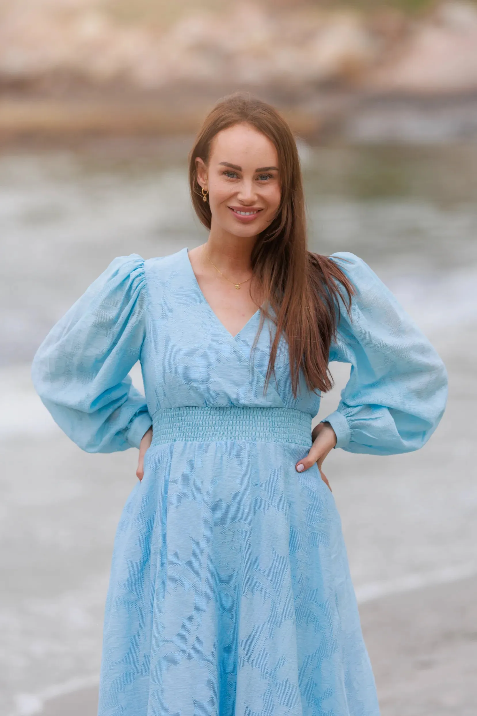 Belle Flower Maxikjole - Airy Blue