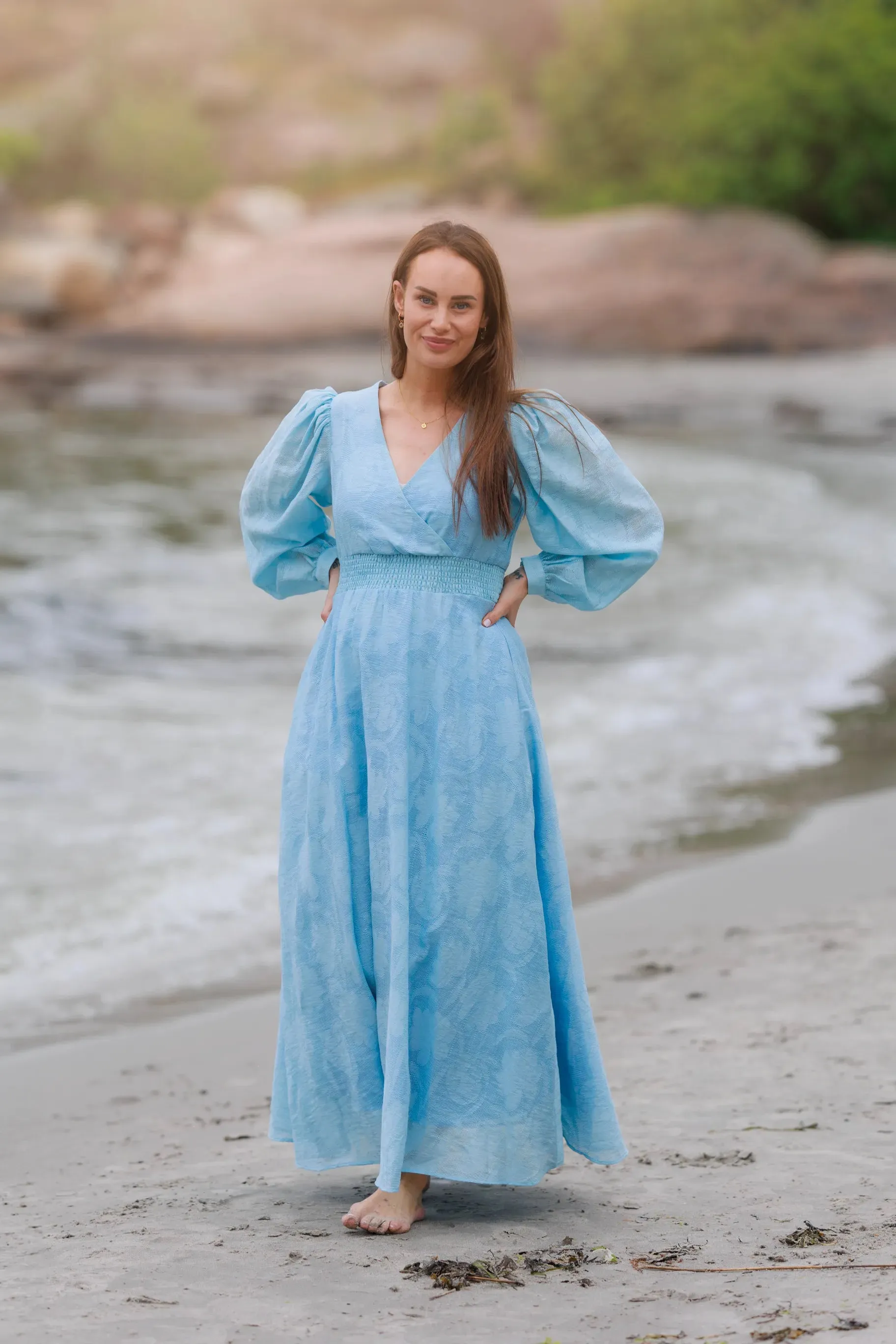 Belle Flower Maxikjole - Airy Blue