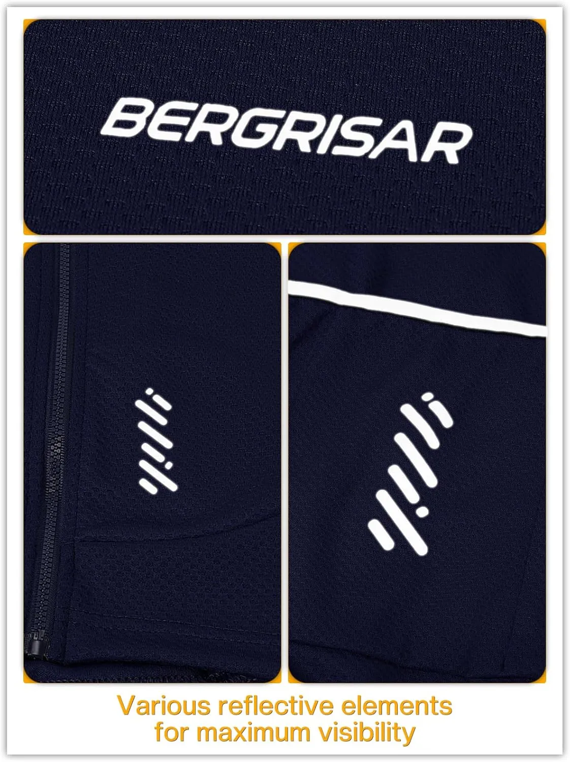 BERGRISAR Men's Long Sleeve Cycling Jersey Spring Fall Road Bike Shirt Biking Bicycle Mountain Bike Jersey