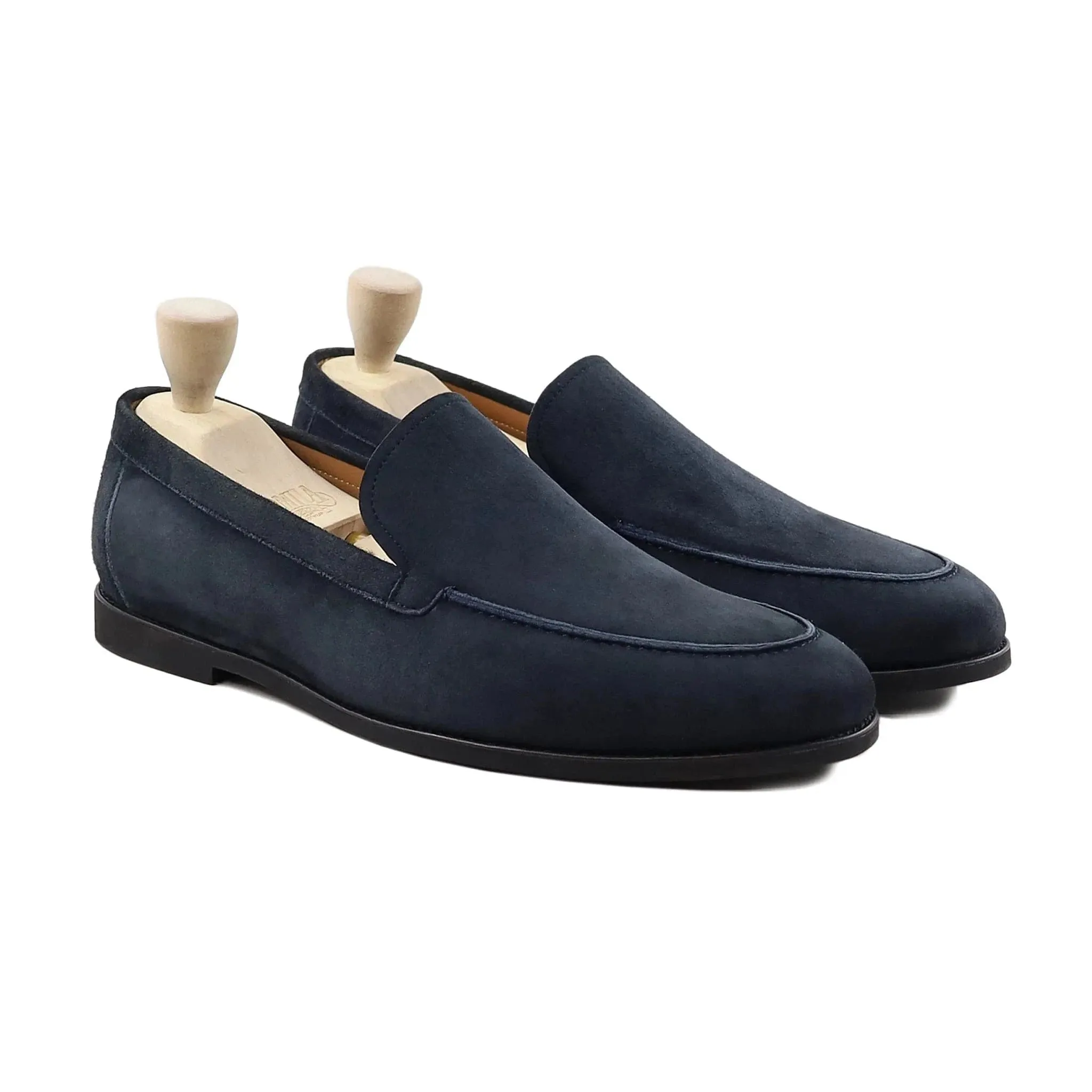 Bespoke Men's Suede Leather Navy Loafer