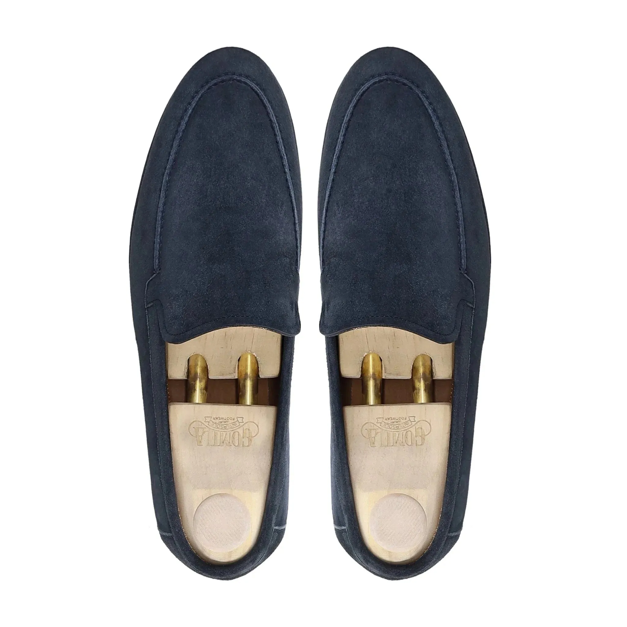 Bespoke Men's Suede Leather Navy Loafer