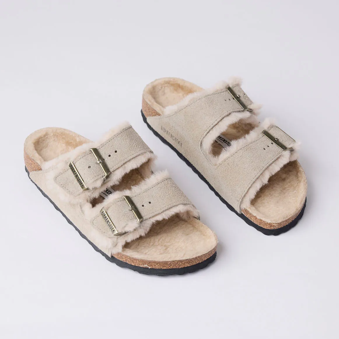 Birkenstock Taupe Suede Arizona Shearling Sandals