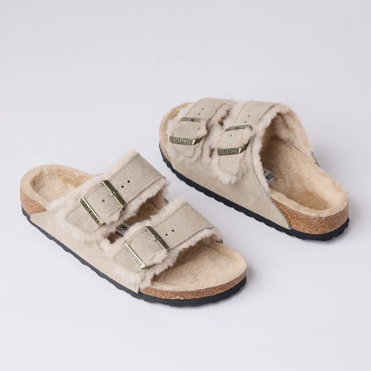 Birkenstock Taupe Suede Arizona Shearling Sandals