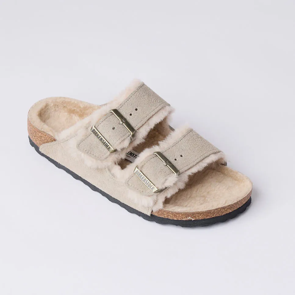 Birkenstock Taupe Suede Arizona Shearling Sandals