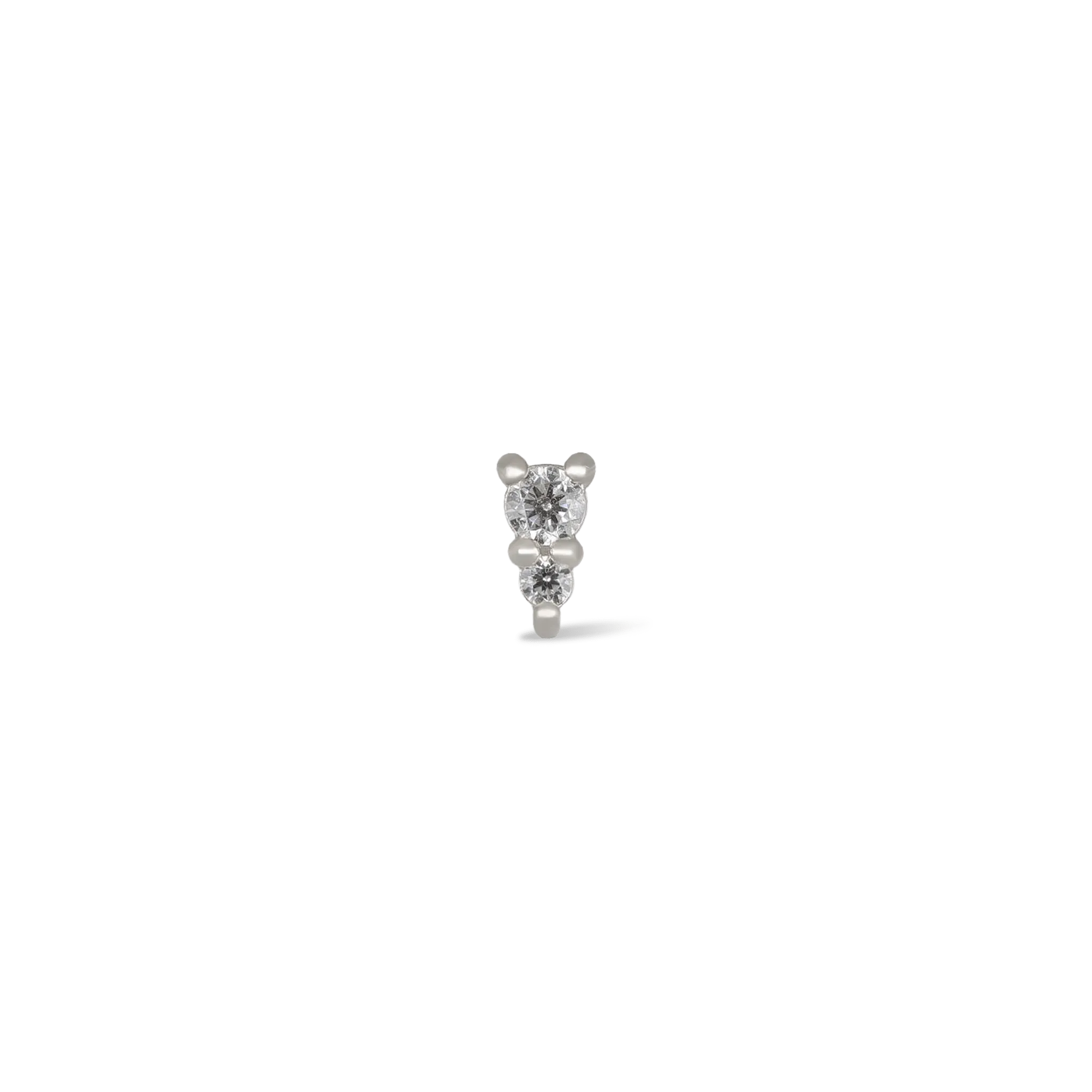 Bitsy • Tiny Double CZ Internally Threaded Flatback Stud