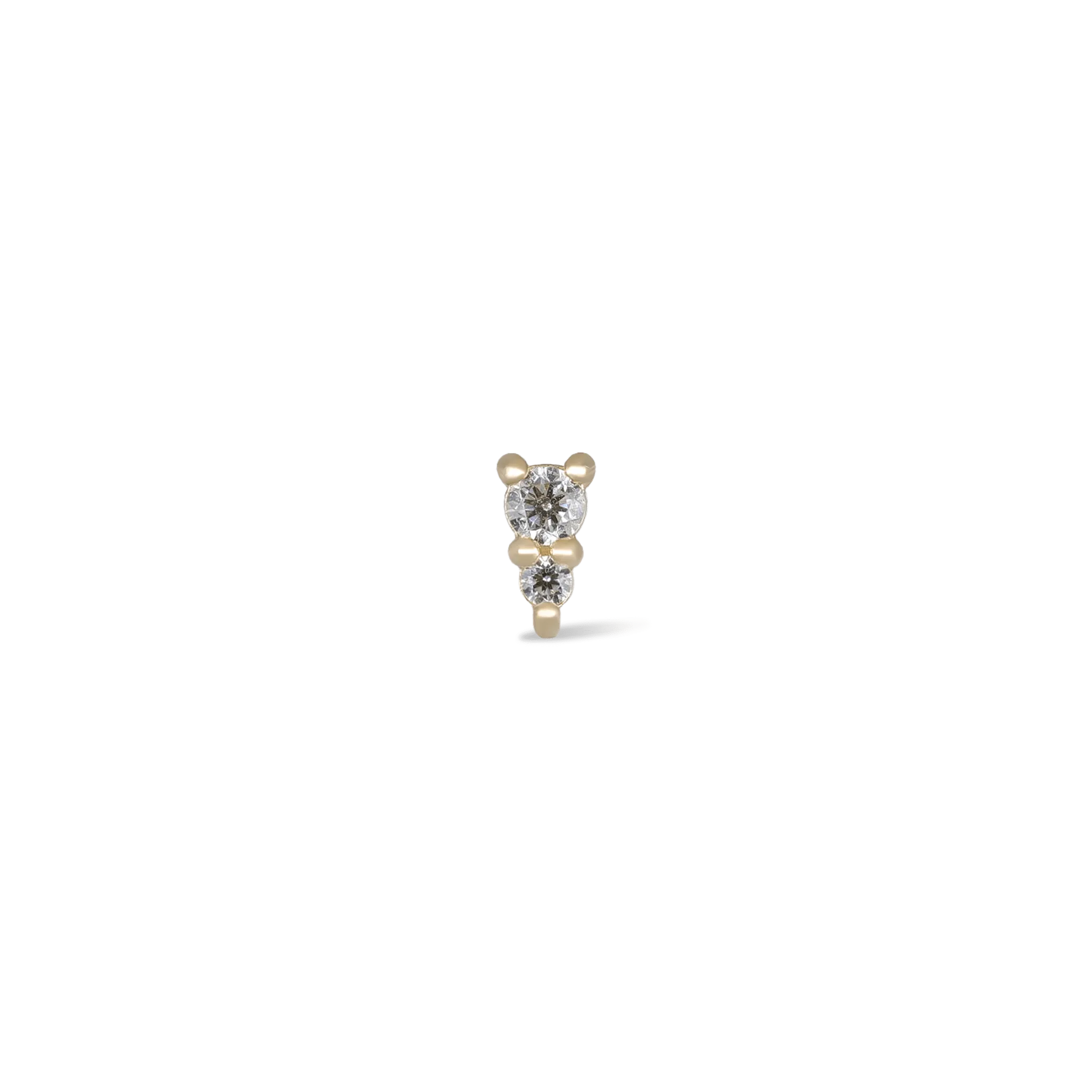 Bitsy • Tiny Double CZ Internally Threaded Flatback Stud