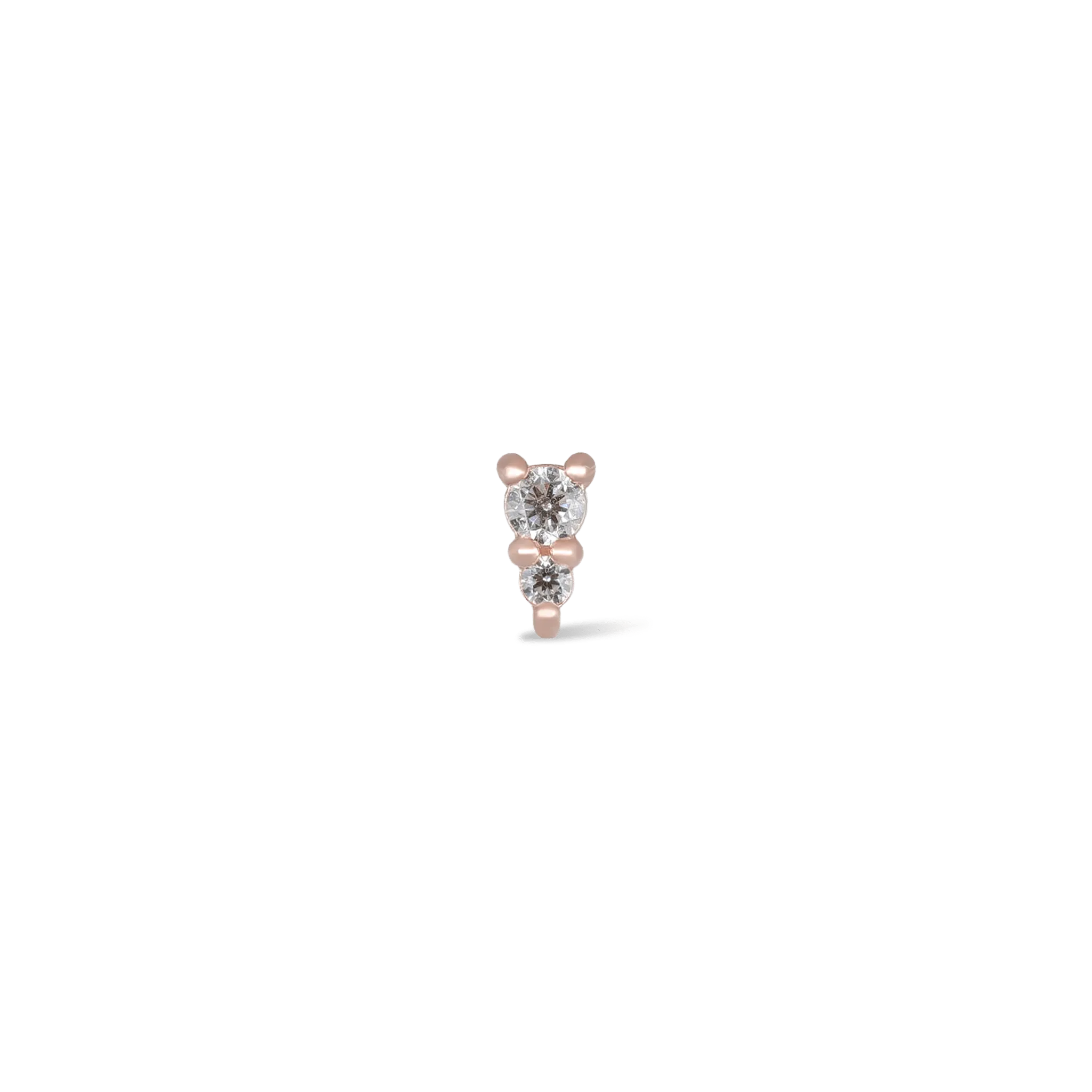 Bitsy • Tiny Double CZ Internally Threaded Flatback Stud