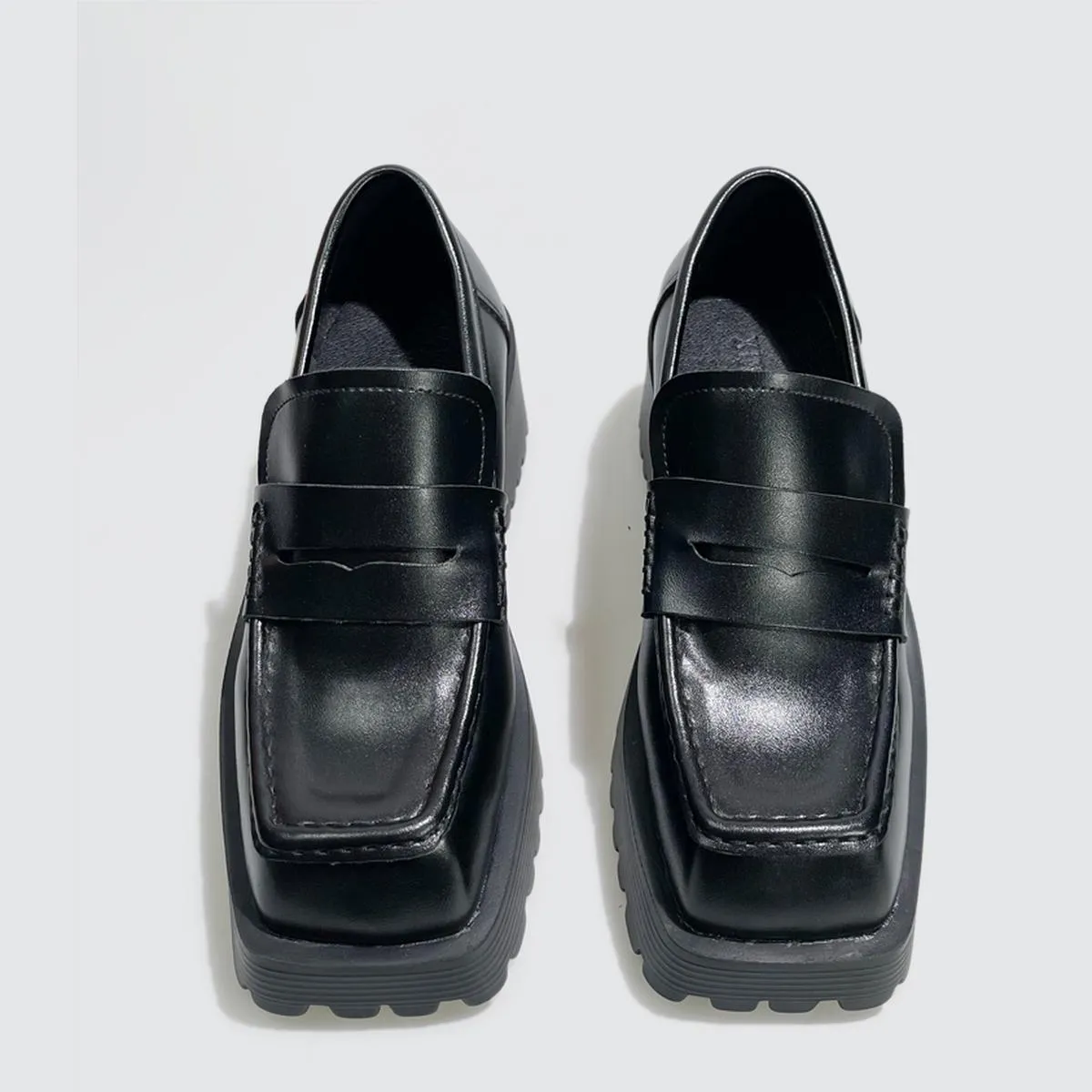 Black Chunky Platform Loafers