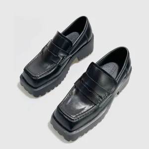 Black Chunky Platform Loafers