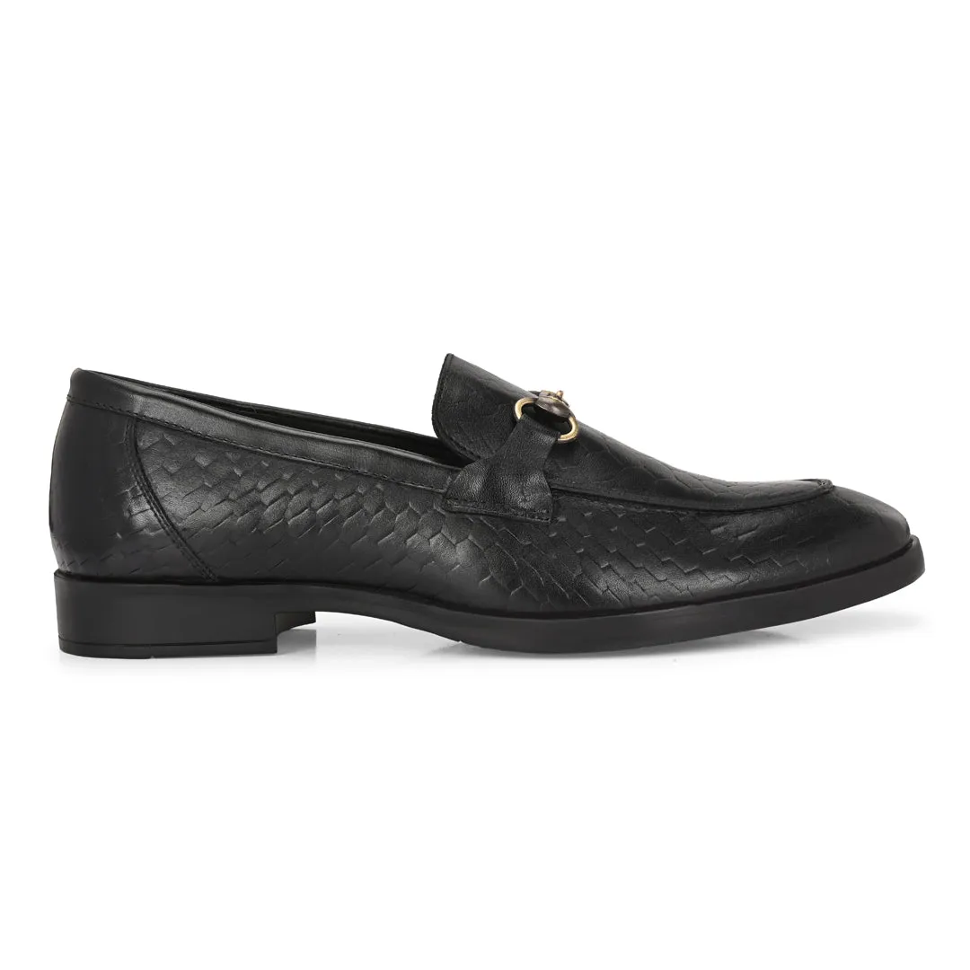 Black Crust Leather Moccasins for Men