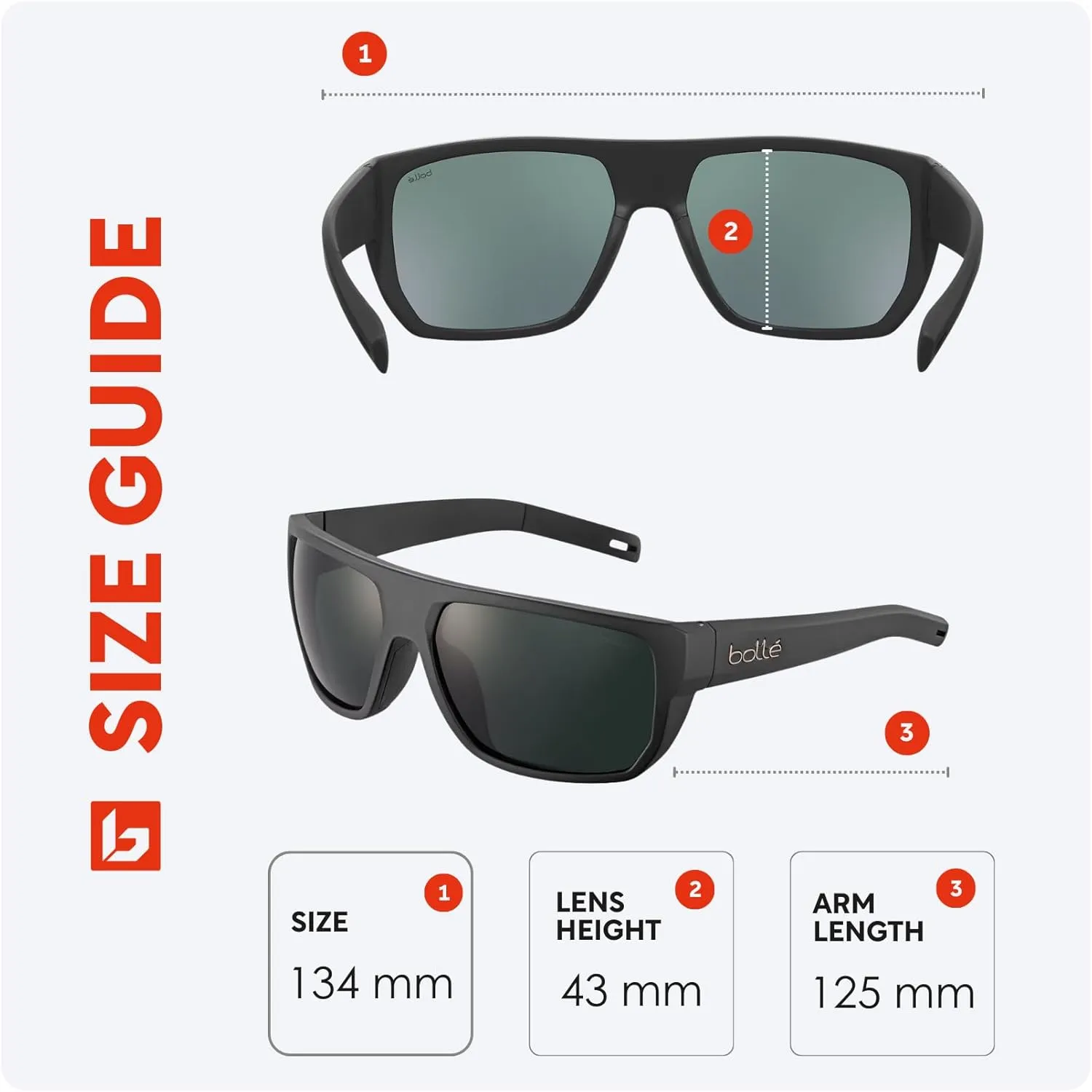 Bolle Vulture 62MM Flat Top Sunglasses for Men   BUNDLE With Designer iWear Complimentary Eyewear Kit