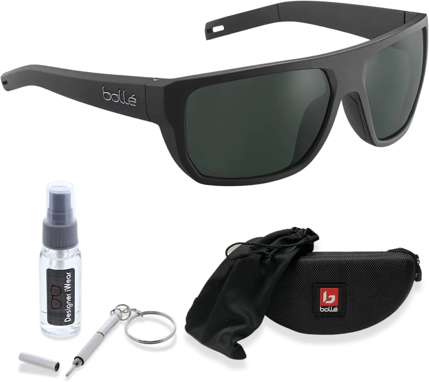 Bolle Vulture 62MM Flat Top Sunglasses for Men   BUNDLE With Designer iWear Complimentary Eyewear Kit
