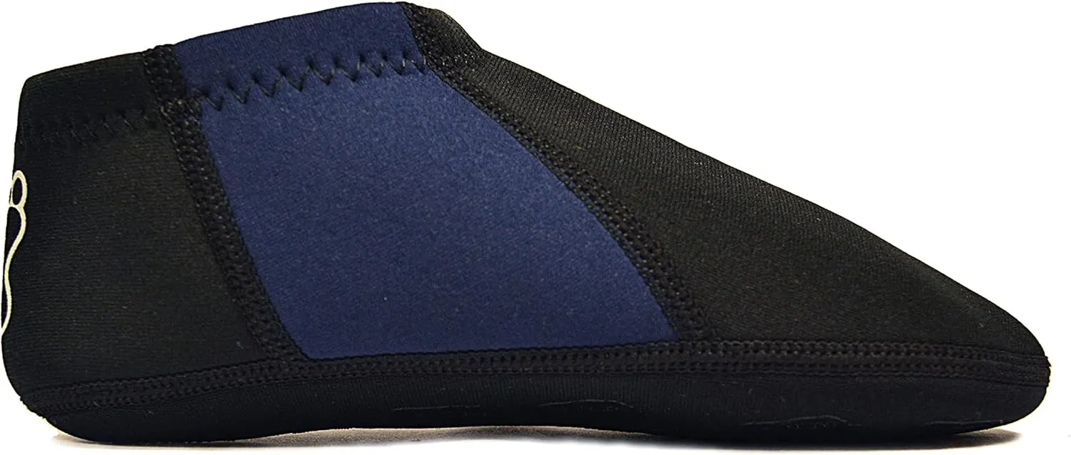 Booties Men's Shoes, Foldable & Flexible Footwear, Fold and Go Travel Shoe, Yoga Socks, Indoor Shoes, Slippers, Black with Navy Stripes, Medium