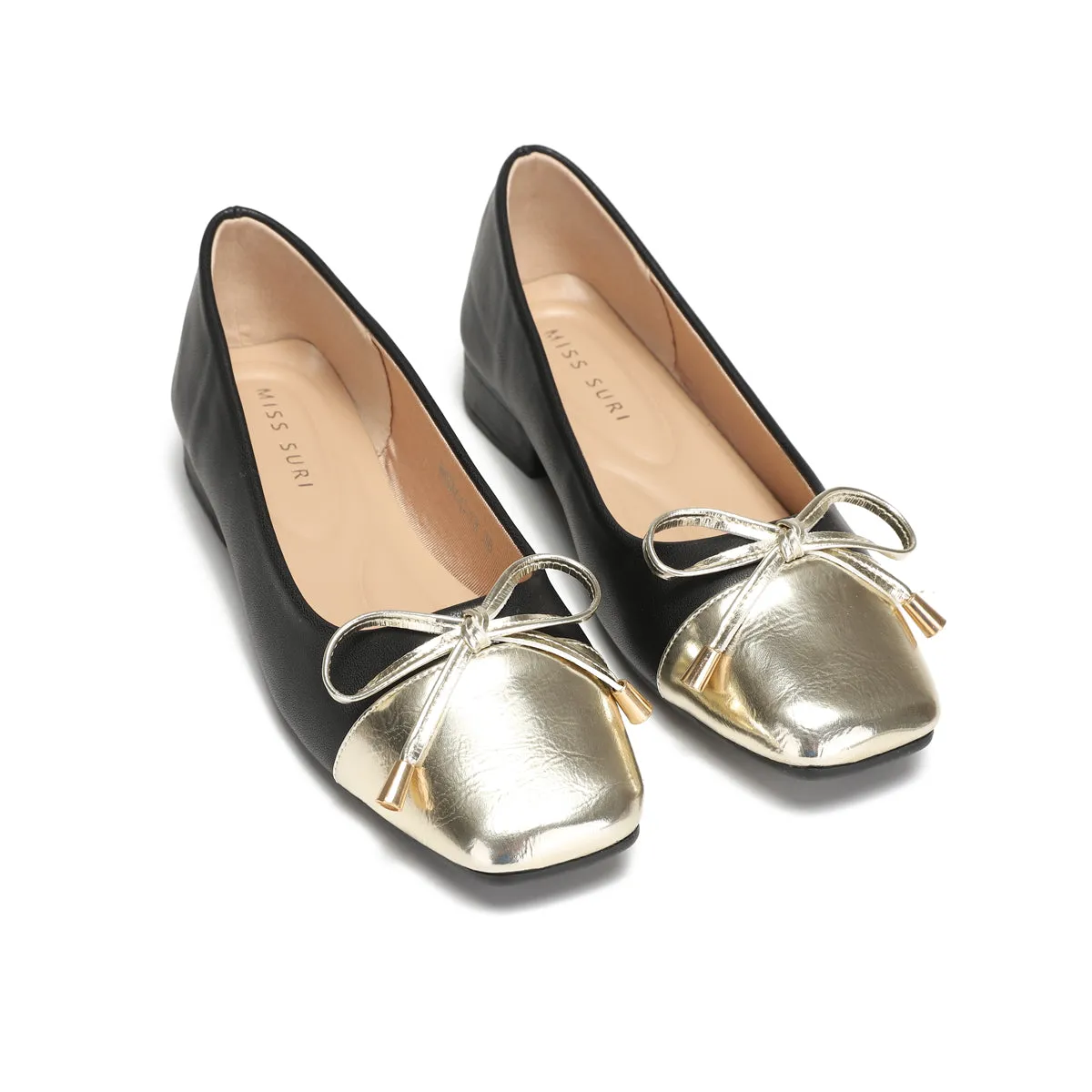Bow Flat by Miss Suri - Black/Black