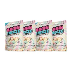 Brain Freeze Mini Marshmallow Puffs – 4 Pack | Irresistible Flavors, Crispy Treats, Premium Quality Ingredients, Resealable Bag for Freshness
